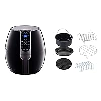 GoWISE USA 7-Quart Air Fryer & Dehydrator MAX STEEL XL- with Touchscreen  Display with Stackable Dehydrating Racks with Preheat & Mute Functions +  100