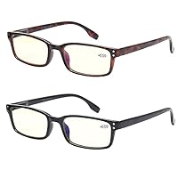 Kerecsen Computer Glasses 2 Pair UV Protection, Anti Blue Rays, Anti Glare and Scratch Resistant Computer Reading Glasses