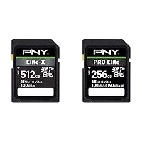 PNY 512GB Elite-X Class 10 U3 V30 SDXC Flash Memory Card + PNY 256GB PRO Elite Class 10 U3 V30 SDXC Flash Memory Card Bundle