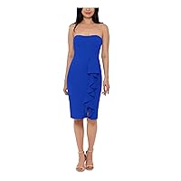 B&A by Betsy and Adam Womens Strapless Mini Cocktail and Party Dress Blue 2
