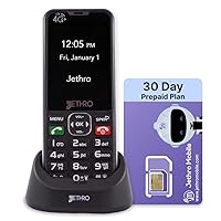 Jethro SC490 4G Large Button Senior Cell Phone for Elderly + Unlimited Talk, Text & 500MB of High-Speed Data (30 Day Plan)