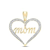 Jewels By Lux 10K White Or Yellow Gold Womens Round Diamond Mom Heart Pendant 1/10 Cttw
