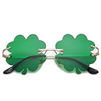 Hycredi St. Patrick’s Day Irish Shamrock Sunglasses Green Four Leaf Clover Leprechaun Costume Glasses