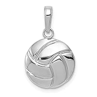 14k White Gold Gold Polished Volleyball Pendant Necklace Jewelry for Women