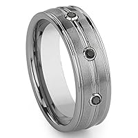 Tungsten 3 Black Diamond Wedding Band Ring