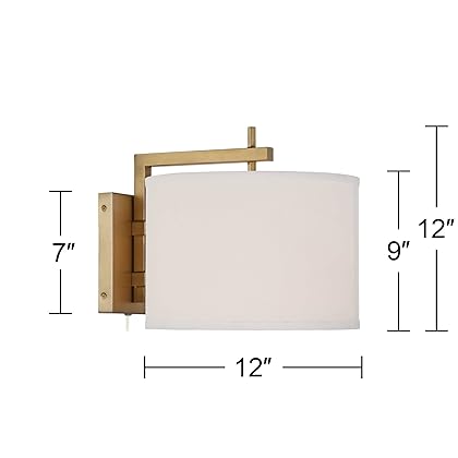 360 Lighting Adair Warm Brass Plug-in Wall Lamps Set of 2 w/Smart Socket