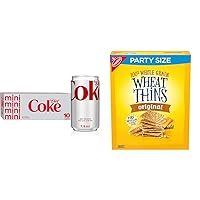 Diet Coke Mini Soda Soft Drinks 7.5 fl oz 10 Pack and Wheat Thins Whole Grain Wheat Crackers Party Size, Snack Variety Pack