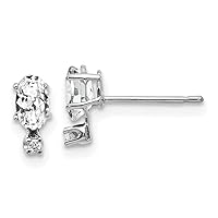 3mm 14k White Gold Diamond and White Topaz Earrings Measures 7x3mm Wide Jewelry for Women