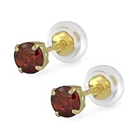 14K Yellow Gold 4mm Simulated Birthstone Silicone Back Earrings For Girls