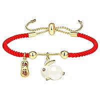 BESTOYARD 2023 Chinese New Year Bracelets Year of The Rabbit Bracelet Braided Rope Bracelets Lucky Red String Bracelet Zodiac Animal Hand Chain for Jewelry New Years Gifts