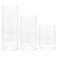 3PCS Hurricane Candle Holders, Glass Candle Holder Cylinder Flower Vases Candelabra Shades for Dinner Table, Party, Home, Wedding Decor, Diameter 1.8