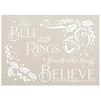 Bells Ring - All Who Believe Stencil by StudioR12 | DIY Winter Christmas Home Decor | Craft & Paint Wood Sign | Reusable Mylar Template | Select Size (13.5 inches x 9.75 inches)