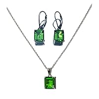 E40810 & P41012 Mt. St. Helens Helenite Rectangle Shape Sterling Silver Studs Earrings and Matching Pendant
