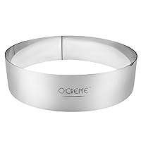 O'Creme Cake Ring Sturdy Stainless Steel Round Mousse Cake Ring Mold for Baking, Dessert Cake Decorating Pastry Rings 8 Inch Diameter x 2 Inch High