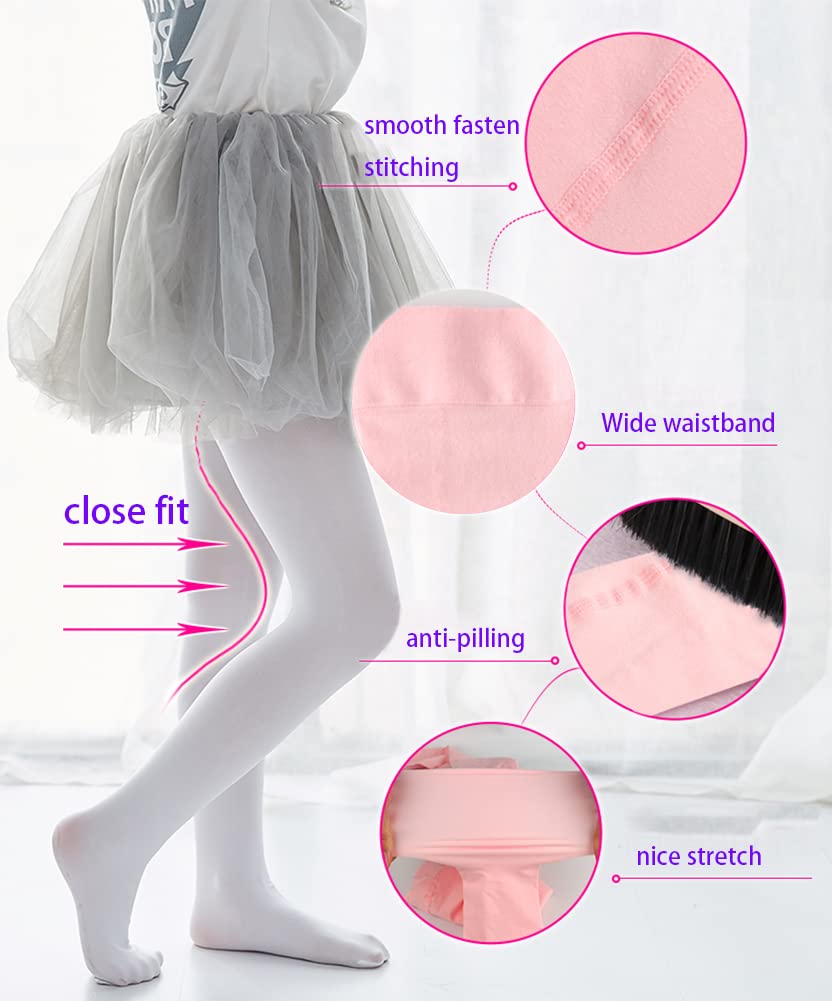 CHUNG Toddler Little Big Girls Dance Tights Footed Pantyhose Ballet Class School 2-14Years Stretchy Durable Opaque