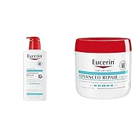 Eucerin Advanced Repair Body Lotion, Unscented Body Lotion for Dry Skin, 16.9 Fl Oz Pump Bottle & Advanced Repair Body Cream, Fragrance Free Body Cream for Dry Skin, 16 Oz Jar