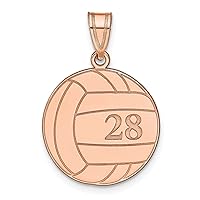 14K Rose Gold Volleyball Customize Personalize Engravable Charm Pendant Jewelry Gifts For Women or Men (Length 0.72