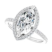 JEWELERYIUM Marquise Cut 2 Carat Moissanite Engagement Ring, Wedding Ring, Eternity Sterling Silver Ring, Anniversary/Christmas/Birthday/Valentine's Day Jewelry Gift