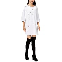 Womens Embellished Shirt Dress