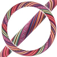 Pink Woven Boho Bohemian Hippie Saddle Blanket Style Steering Wheel Cover for Women - Fits Most Standard Wheel Sizes 14.5 - 15 inch Woven Style - Light Stripes