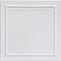 A La Maison Ceilings R24 Line Art Pre-Painted Foam Glue-up Ceiling Tile (21.6 sq. ft./Case), Pack of 8, Ultra Pure White
