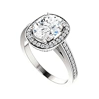 2.0 Ct Oval Moissanite Rings for Women, Brilliant Colorless VVS1 Clarity Classic Moissanite Diamond Solitaire Ring 14K White Gold Moissanite Engagement Ring Jewelry Ring
