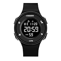 Student Sports Watch, Round Dial Digital Display Easy-to-Read Electronic Watch, 50 Meters Swimming Sports Waterproof LED Luminous Simple Couple Watch