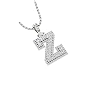 Hip Hop Pendant Moissanite Initial Pendant Necklace with 18-inch chain Initial A To Z Alphabet Charm Pendant Beads 925 Silver Necklace