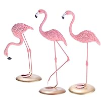 Resin Pink Flamingoes Statue Figurine Collectible Decoration Gift Yard Ornaments Bright Pink Resin Composites Flamingo Make Great Home Garden Decor (Set of 3)