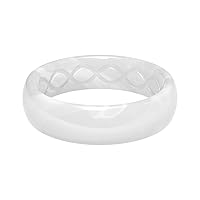 Groove Life Solid Thin Silicone Ring - Breathable Rubber Wedding Rings for Women, Lifetime Coverage, Unique Design, Comfort Fit Ring