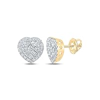 The Diamond Deal 10kt Yellow Gold Womens Round Diamond Cluster Earrings 1/8 Cttw