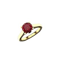 1.5 CTW Round Shape Ruby Ring In 14k Solid Gold For Girls And Women 6 MM Ruby