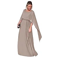 Mother of The Bride Dresses for Wedding with Cape Shawl Chiffon Long Formal Evening Party Gowns