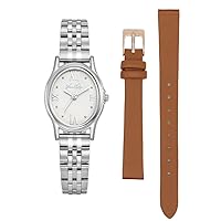 Gem Watch in Stainless Steel Bracelet and Brown Leather Strap Set. 24mm