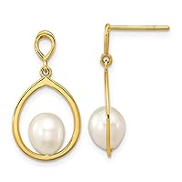 14k Gold 6 7mm Teardrop White Freshwater Cultured Pearl Dangle Earrings Measures 23.25x12.35mm Wid Jewelry for Women