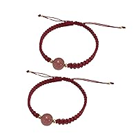 Natural Obsidian Braid Bracelets Crystal Stone Strawberry Crystal for Women Men Couple Lucky Bracelets Jewelry Gift