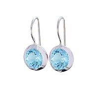 Good Gemstones Sky Blue Blue Topaz Sterling Silver Wire Earring - good jewellery gift for independence