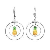 Pineapple Stand Tall Be Sweet Quote Earrings Dangle Hoop Jewelry Drop Circle