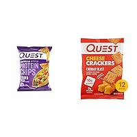 Quest Nutrition Tortilla Style Protein Chips & Cheese Crackers, Cheddar Blast, High Protein, Low Carb, Made with Real Cheese, 12 Count (1.06 oz bags)