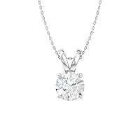 Diamondere Natural and Certified Gemstone Solitaire Necklace in 14k White Gold | 0.30 Carat Pendant with Chain