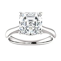 3 CT Asscher Moissanite Engagement Ring Wedding Eternity Band Vintage Solitaire Antique 4-Prong -Setting Minimalist Silver Jewelry Anniversary Promise Vintage Ring Gift for Her