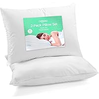 Celeep Bed Pillows (2 Pack) - Pillow Set Queen Size - Hotel Quality Sleeping Pillows for Side, Stomach and Back Sleepers - Microfiber Filling - Soft and Supportive (Queen)