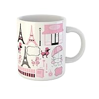 Coffee Mug French Paris and Pink Poodle Ooh La Dog Girl 11 Oz Ceramic Tea Cup Mugs Best Gift Or Souvenir For Family Friends Coworkers