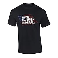 Funny American Flag s Whiskey Steak Freedom Graphic Tee Shirt Black