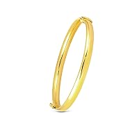 14K Gold Plain Gold Hinged Bracelet, Handmade Gold Flat Plain Gold Bangles, 14K Real Gold Straight Bangles, Wide 6 MM Thick Sturdy Bangle