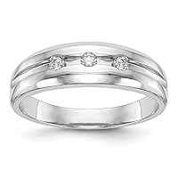 14k White Gold 3 stone 1/6 Carat Diamond Mens Band Size 10.00 Jewelry Gifts for Men