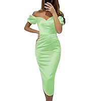 Off Shoulder Prom Dresses Short Mermaid Satin Bodycon Party Night Evening Club Cocktail Dresses