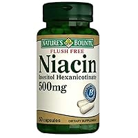 Nature's Bounty Niacin Pills and Supplement, Supports Nervous System and Cellular Energy Production, 500mg, 50 Capsules