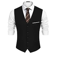 PJ PAUL JONES Mens Suit Vest Casual Business Waistcoat Formal Dress Vest for Wedding