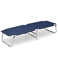 Camping Cot for Adults Easy Setup Folding Cot Bed with Storage Bag for Outdoor Camping, Lounging and Elevated Napping, Support 300 lbs, Navy Blue